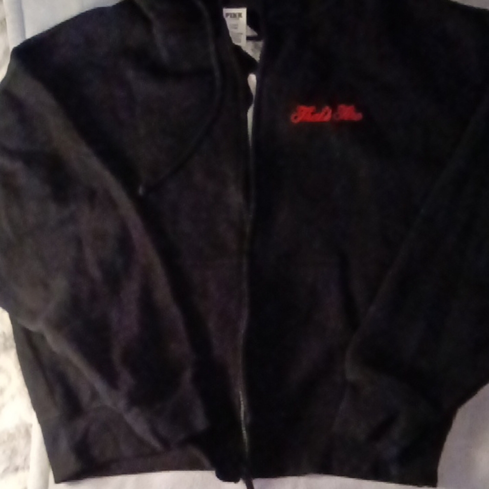 PINK Victoria's Secret Black Hoodie with Red Flame Heart Graphic - Picture 5 of 8